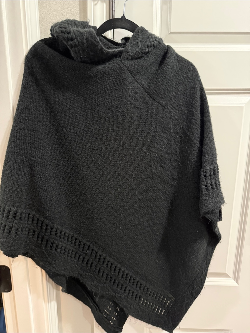 Steve Madden Black Hooded Knit Poncho